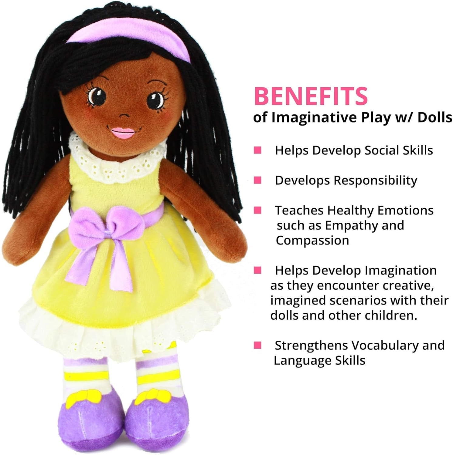 14" Soft Baby Doll for Girls (Kaylie) - Plush Rag Doll for Toddlers & Infants, Washable Stuffed Toy with Sensory Fabric Body - Great for Baby Showers, Birthdays & Special Occasions